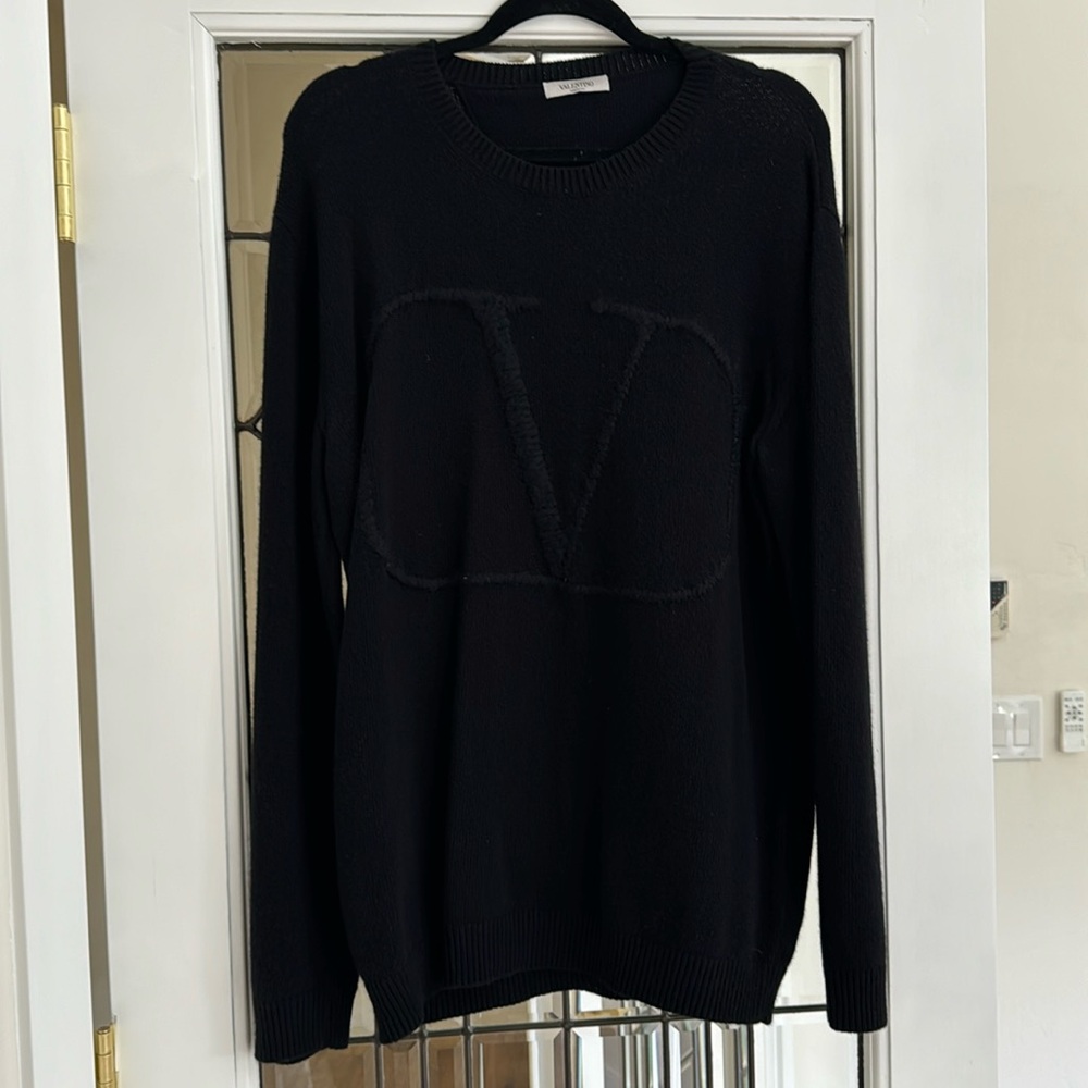 Valentino Black Logo Crewneck Sweater